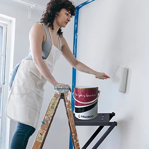 Ladder Platform, 400 lbs Capacity Ladder Step & Work Platform - Heavy Duty Anti-Slip Extension Ladder Standing Surface & Tool Tray, Stable Safety Attachment for Painting & Repairing (Black)