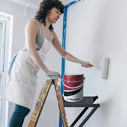Ladder Platform, 400 lbs Capacity Ladder Step & Work Platform - Heavy Duty Anti-Slip Extension Ladder Standing Surface & Tool Tray, Stable Safety Attachment for Painting & Repairing (Black)