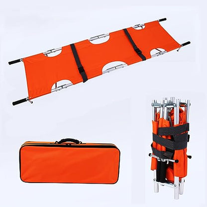Portable Aluminum Stretcher, Ox Cloth Folding Spine Board, Emerncy Basket, Lightweight Stretcher for Outdoor First Aid, Blue 200x53cm - color: Blue