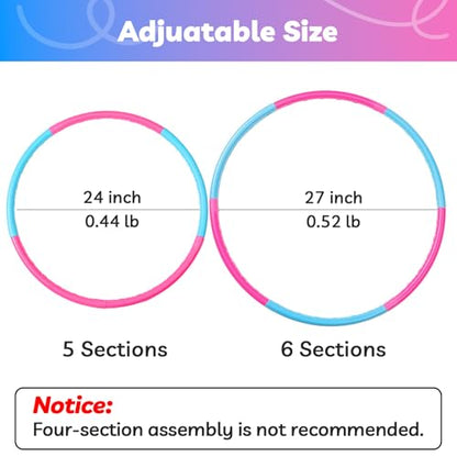 Liberry Kids Exercise Hoop, Detachable Fitness Rings for Workout, Adjustable Plastic Hoop for Home, Gym, Dance, Sport Toy Gift in Blue, Pink - size: 1 pack-6 pieces