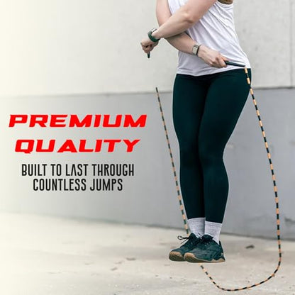 Elite Jumps - Do Hard Things Edge Beaded Jump Rope - For All Ages - Durable & Lightweight - 10ft Long Adjustable Rope - Tangle-Free - Shatterproof 1” Beads - Long Edge Handles