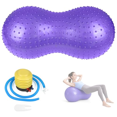Sensory Peanut Ball 35x18 Inch, Anti Burst Peanut Shaped Therapy Ball with Air Pump, Yoga Exercise Ball for Pregnancy Labor Fitness Balance Core Physical Strength Training Flexible Wiggle Seating