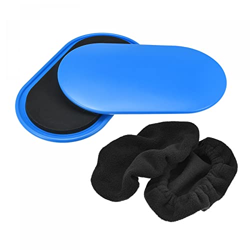 uxcell Exercise Core Sliders, Oval Glider Discs with Feet Covers, Dual Sided Usage in Home Gym for Full Body Workout - color: Blue