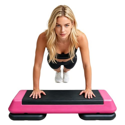 Aerobic Step Platform Height Adjustable Workout Step - color: One layer Base-Rose & Black