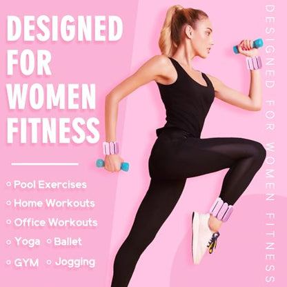 Wrist Weights, 2Pack Wearable Wrist Ankle Weights for Women and Men, Adjustable Silicone Arm and Leg Wrist Bracelets for Walking, Yoga, Pilates and Gym, 2lb - color: Pink