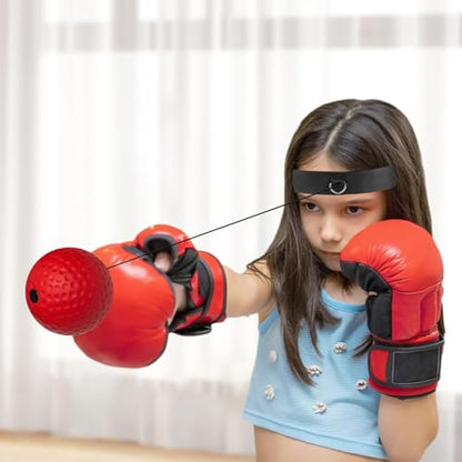 Boxing Training Reflex Balls - Boxing Reaction Ball | Head Punching Ball | Child Adults React Reflex Ball for Boxing Training | Workout Equipment Beginners Fitness Reflex Ball for Traveling, Gym - color: Red