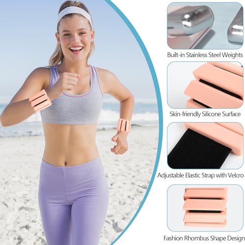 Ankle & Wrist Weights for Women Kids Men - Adjustable Silicone Ankle Weights Set of 2 (1Lb Each), Wearable Arm & Leg Workout Weights Set for Yoga Dance Pilates Cardio Aerobics Walking