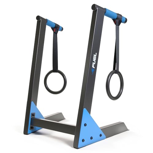 Fuel Pureformance Dip Station | Bodyweight Training | Multiple Options - color: Black/Blue - Deluxe Dip Station w/O-Rings