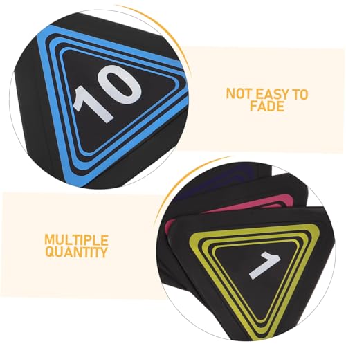 PRETYZOOM 10pcs Numbered Sports Markers Non-Slip Floor Dots Triangular Training Cones for Football Basketball Agility Drills Court Field Exercise