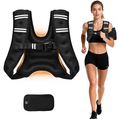 KTINNEAD Weighted Vest for Women Men, 8lb/12lb/16lb/20lb Weighted Running Vest with Reflective Stripe, Detachable Phone Pouch for Workout, Walking, Strength Training, Weight Loss, Fitness, Jogging - size: 12LB