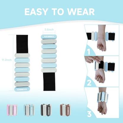 Wrist and Ankle Weights for Women at Home, Wearable Set of 2(1Lbs Each) Weighted Bracelet for Men, Adjustable Arm & Leg Weights for Workout, Walking, Exercise, Gym, Running