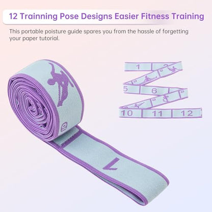 Stretch Strap Elastic Yoga Stretching Strap with 12 Loops Polyester for Physical Therapy, Pilates, Home Workout - Multi-Loop Pilates Stretch Band (Purple)