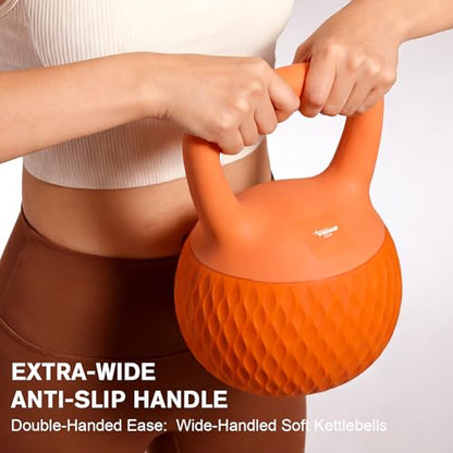YIGUO Soft Kettlebell, Kettlebells Cushioned Impact-Resistant Base and Anti-Slip Grip, Strength Training Kettle Bell for Women and Men, Home Workout - color: Orange