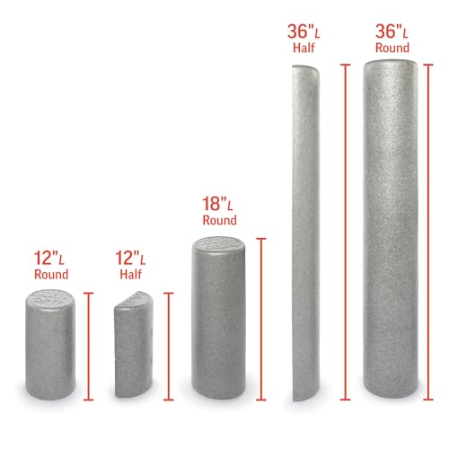 OPTP Silver AXIS Moderately Firm Foam Roller – Round, Silver, 12" x 6" - size: 12" x 6" Round