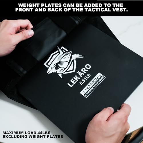 Adjustable Weighted Vest for Men Women – Tactical Vest for Rucking, HIIT & CrossFit, Fits 10x12 Plates, 600D Breathable Weight Vest & Exercise Vest for Strength Training, Weights Not Included - color: Black