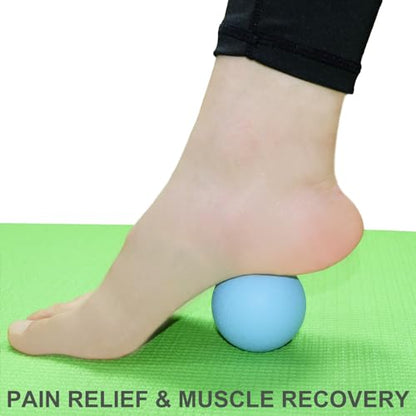 Hard Lacrosse Ball Massage Ball Therapy. Firm Trigger Point Massager Tool for Deep Tissue Yoga Physiotherapy Myofascial Release Muscle Relax Plantar Fasciitis Pain Relief (2 Pack) (Blue) - color: Blue