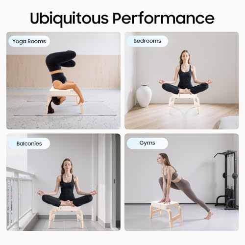 Headstand Bench ,Yoga Headstand Bench for Beginners , Feet Up Trainer Headstand Stool,Inversion Bench,Yoga Chair with Comfort Cushion ,Safe Shoulder Stand & Handstand Tool ,440lb Capacity (White)