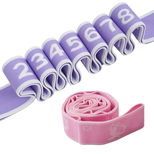 2 PCS Kids Stretching Strap - 8-Loop Adjustable Stretch Bands for Dance, Ballet, Yoga, Gymnastics Workout, Children‘s Fitness Equipment, Stretching Resistance Bands and Home Flexibility Training