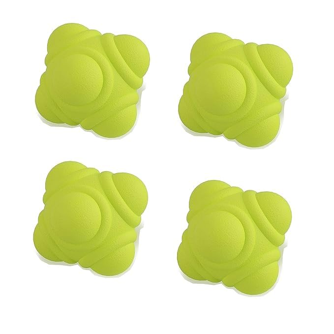 Health and Yoga Rubber Reaction Ball for Improving Agility, Reflexes and Hand-Eye Coordination Skills Pack of 4