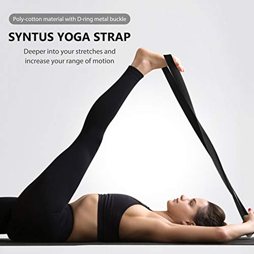 Syntus Yoga Block and Yoga Strap Set, Soft Non-Slip Yoga Blocks 9×6×4 inches, 8FT Metal D-Ring Strap for Yoga, General Fitness, Pilates, Stretching and Toning