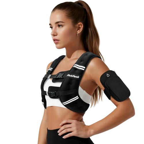 Weighted Vest for Woman Man 5lb/6lb/8lb/12lb/15lb/20lb/25lb/30lb Weighted Vest for Walking, Strength Training Weight Vest with Adjustable Buckle Detachable Phone Pouch for Running Workout - color: Black, size: 10 lb
