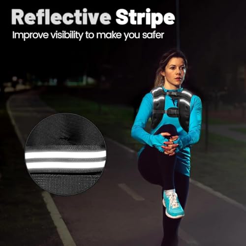 Weighted Vest 12lb with Reflective Stripe and Double Adjustable Buckle Straps Fitness Weight Vest for Workout Strength Training Running Weight Loss for Men Women