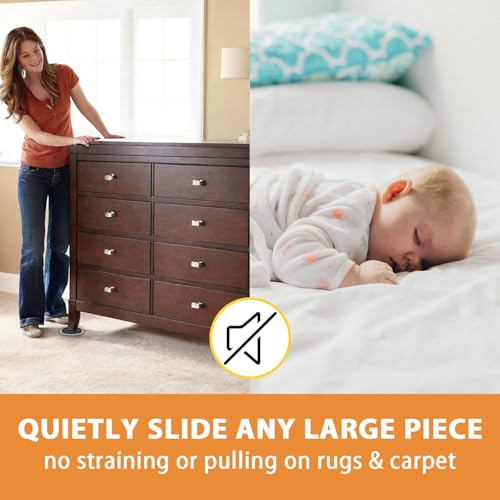 Extra Large Furniture Sliders for Carpet, 9.5 Inch Heavy Duty Reusable Moving Pads for Carpet and Hardwood Floors, Glides to Protect Surfaces and Easy Relocation