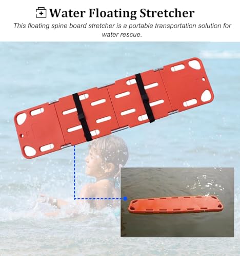 Life Backboard Water Floating Spine Board, Universal Medical Stretcher Foldable, Portable First Aid Safety CPR Board Lifesaving Stretchers(4-Folds) (4folds)