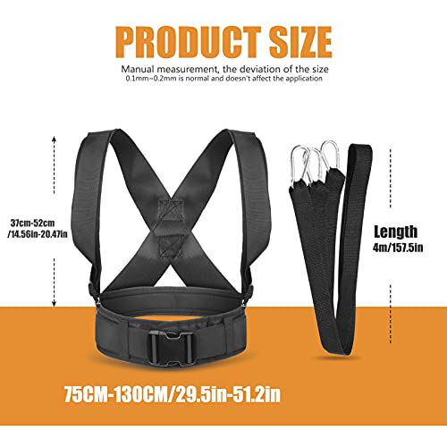 Sled Pulling Harness, Tire Pulling Harness with Pull Strap for Resistance Training, Adjustable Padded Shoulder Strap - color: 13.1FT