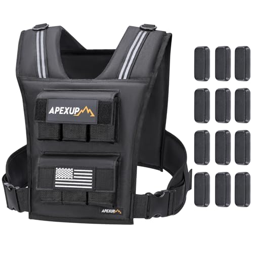 Adjustable Weighted Vest Men 20lbs/30lbs/40lbs Weights with Reflective Stripe, Weight Vest Woman Workout Vest for Strength Training Running Walking