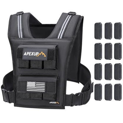 Adjustable Weighted Vest Men 20lbs/30lbs/40lbs Weights with Reflective Stripe, Weight Vest Woman Workout Vest for Strength Training Running Walking