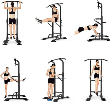 soges Power Tower Adjustable Height Pull Up & Dip Station Multi-Function Home Strength Training Fitness Workout Station