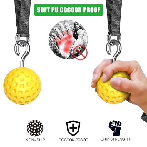 SELEWARE Heavy Duty Welded Pull Up Bar Wall/Joist/Ceiling Mount Chin Up Bar - color: A2: Black 36" Wall Mount Pull Up Bar+Yellow Balls