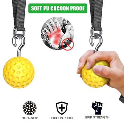 SELEWARE Heavy Duty Welded Pull Up Bar Wall/Joist/Ceiling Mount Chin Up Bar - color: A2: Black 36" Wall Mount Pull Up Bar+Yellow Balls
