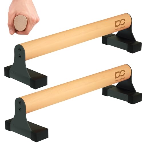 Parallettes Push Up Bar with Ergonomic Wooden Handles - Calisthenics Equipment - Non-slip Parallel Bars for Strength Training and Calisthenics - Pushup Handles Parallettes Bars - size: 17 IN