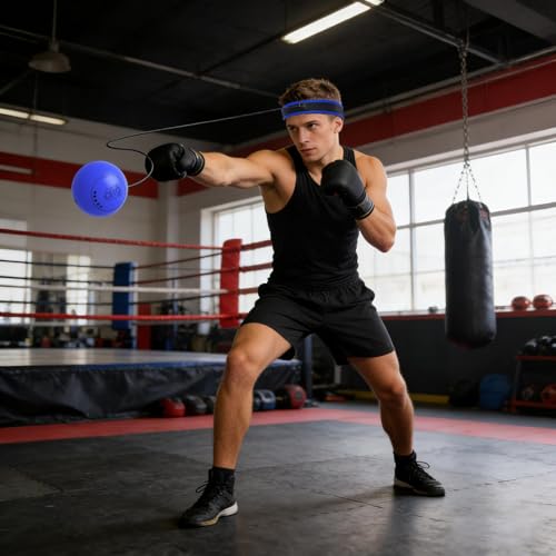 Reflex Ball Headband Multifunctional Fun Effective Reaction Training - color: Blue ball