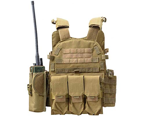 Trainning Tactical Airsoft Paintball Combat Swat Assault Army Shooting Hunting Outdoor Molle Police Vest - color: Htan