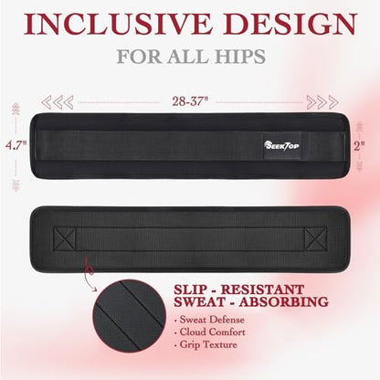 Seektop Adjustable Hip Thrust Belt Slip-Resistant Padding Booty Belts for Glutes - Fits Dumbbells Kettlebells Plates Up to 400 LBS for Gym Home & On-The-Go Workouts