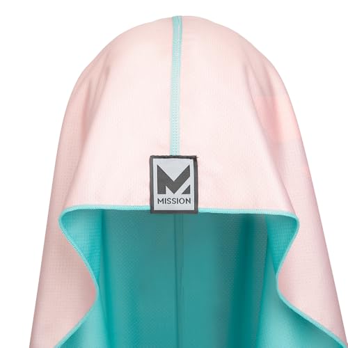 MISSION Reversible Cooling Hoodie Towel- Hood Towel, Cools Instantly When Wet, UPF 50 Sun Protection, Contours Your Head to Stay in Place, Great for Sports, Fitness, Gym (Pink Mint) - color: Pink Mint