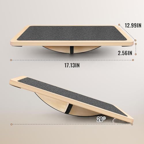 Balance Board Wobble Board Yoga Training Board Exercise Board Core Training Board Sturdy Wooden Construction Anti Slip Roller Design Suitable for