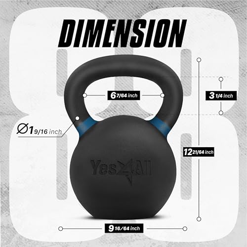 Yes4All Powder Coated Cast Iron Kettlebell, Single Deep Blue, 40 KG / 88 LB - color: Deep Blue, style: A. Single