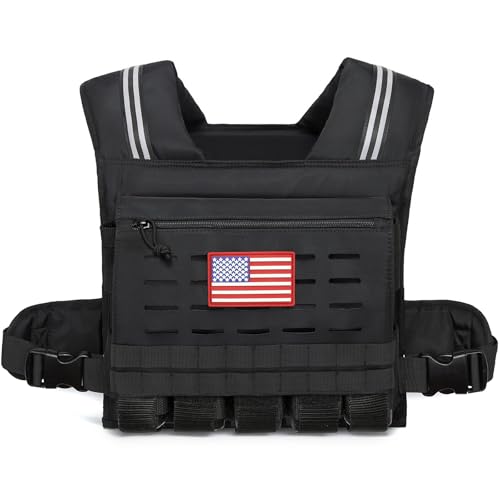 KRYLIX Adjustable Weighted Vest for Men and Women 40lbs Heavy Duty Workout Vest with Removable Iron Weights & Reflective Stripe for Strength Training Running Rucking and Calisthenics