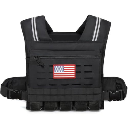 KRYLIX Adjustable Weighted Vest for Men and Women 40lbs Heavy Duty Workout Vest with Removable Iron Weights & Reflective Stripe for Strength Training Running Rucking and Calisthenics