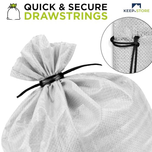 Heavy Duty Sand Bags Pack of 3, White Empty Sandbags with Built-In Ties, Woven Polypropylene UV Protection 1600 Hours, Fillable Sand Bags for Flood Control, Weight, 10x14 inches, 15 Pounds Volume