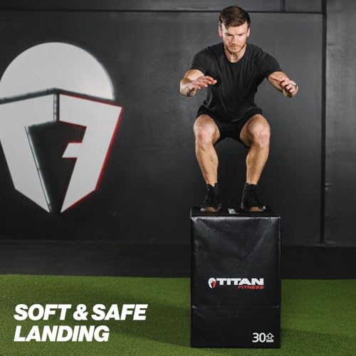 Titan Fitness Soft Foam Plyometric Jump Box, 20in 24in 30in, Pro-Duty Foam Plyo Box, Step Up Exercise Platform, Box Squat, Step-Up, Box Jumps for Home Garage Gym Training