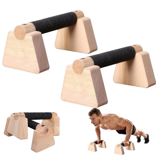 Wooden Parallettes Bars & Push Up Bars – Premium Handstand Training Push Up Handles, Non-Slip Calisthenics Equipment for Men & Women, Perfect Home Gym Fitness Tool for Strength & Balance - size: 25CM