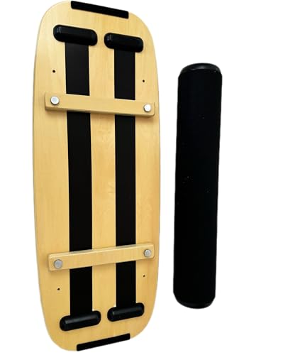 Balance Board Surf Trainer with Adjustable Stoppers - 2 Different Distance Options Balance Board for Surfing, Snowboarding, Skiing, Skateboarding, 300lbs Capacity