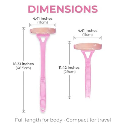 Foldable Manual Leg Massage Rollers, Long Handle Face Leg Muscle Relaxation Massager, Dual Hot & Cold Use Body Roller for Back Neck Facial Muscle Relief, Pink