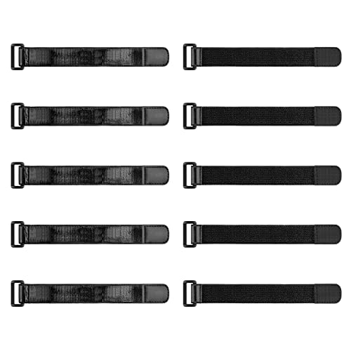 Trilancer Elastic Cinch Straps with Anti-Slip Strips, 9’’ x 1.2’’ (10 Pack) Heavy Duty Multipurpose Hook and Loop Straps for Extension Cords, Cables, Ropes,Hoses, Bike,Pant Garters,Garage and Workshop - size: 9"(10 pcs)