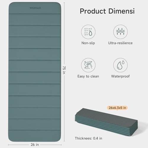 12-Fold POE Yoga Mat 75x26x0.4 Inches – Non-Slip, Compact & Workout-Friendly for Yoga, Pilates, Strength Training & Meditation - color: Dark green+Dark grey